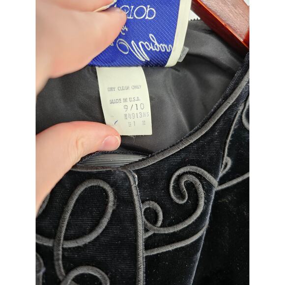 Vintage Donna Morgan For Non Stop Womens Sz 10 Formal Blazer Black Velvet - Picture 4 of 6